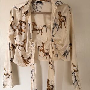 Western Style Horse Print Button-Up Shirt